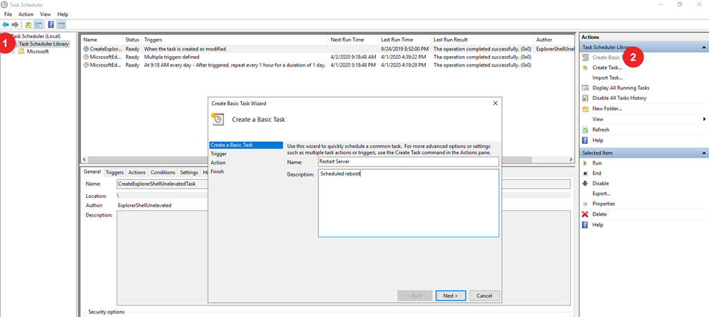 server kwartaal spellen Schedule server reboot via Task Scheduler – Windows Rockstar